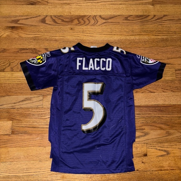 Youth Purple Ravens Flacco Jersey - Picture 3 of 3